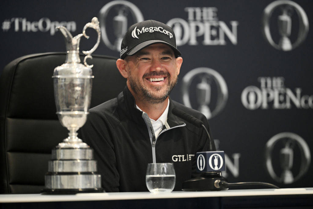 Brian Harman addresses the media after winning The 151st Open